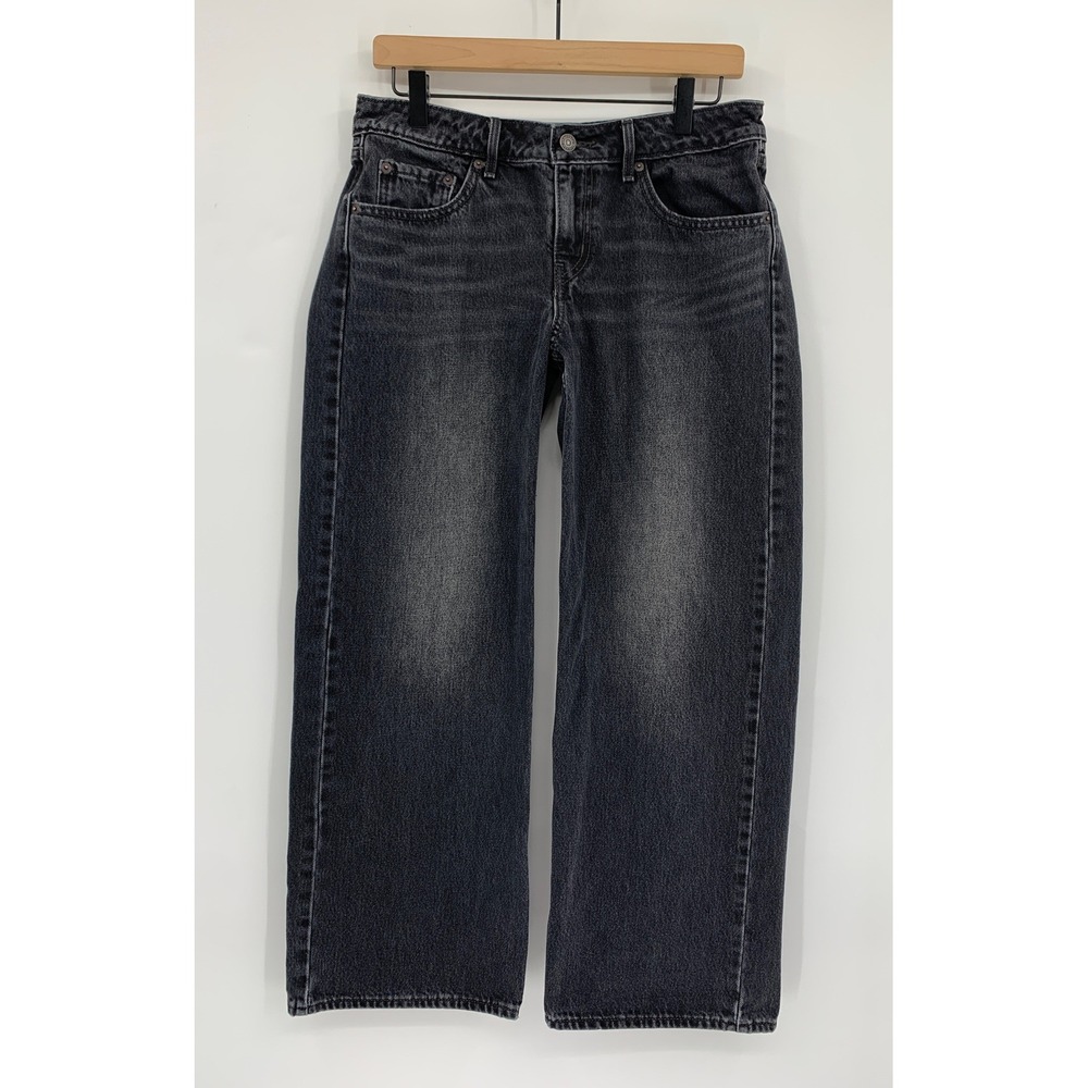 Levis Low Loose Jeans Womens 28 Black Wide Leg Baggy Fade Denim Pants